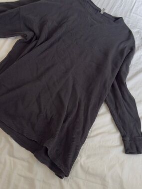 Free People Charcoal Waffle Knit Long Sleeve Top